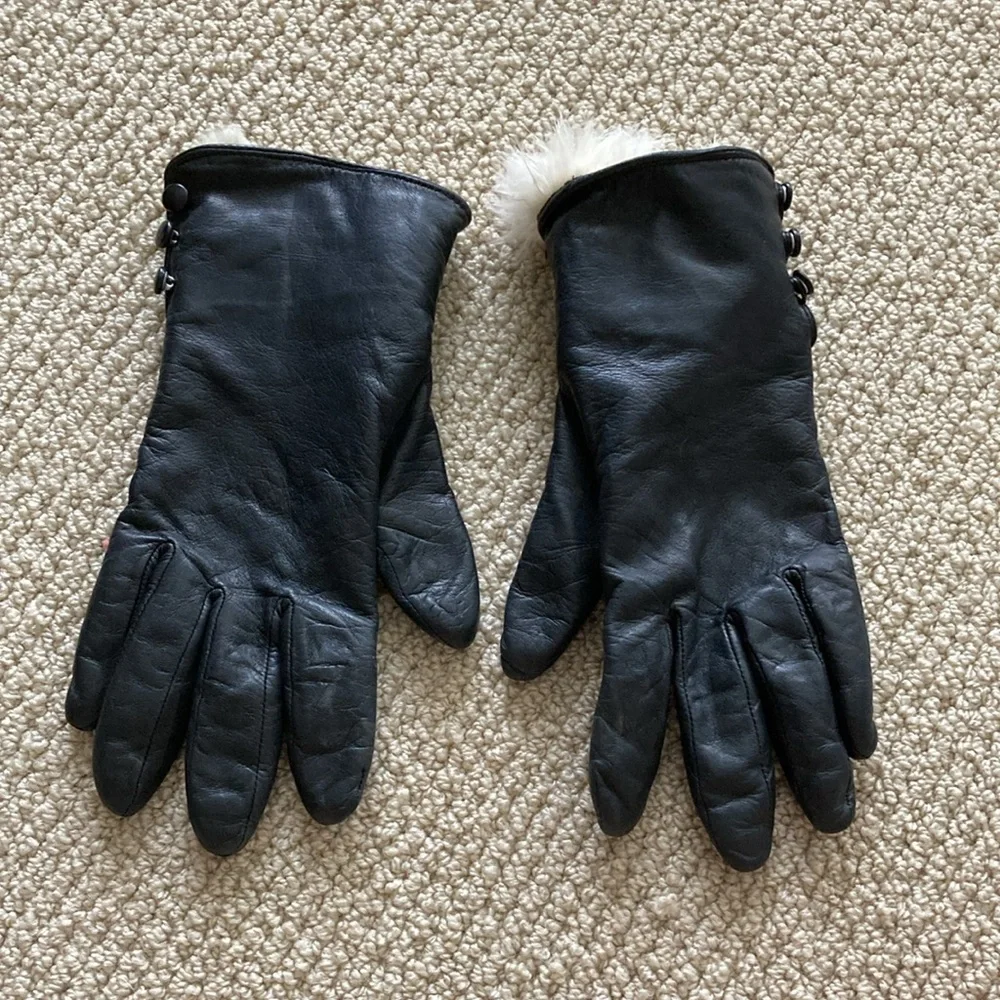 Vintage Lord & Taylor Genuine Leather Gloves Size 7.5 Fur Lining Soft Women EUC